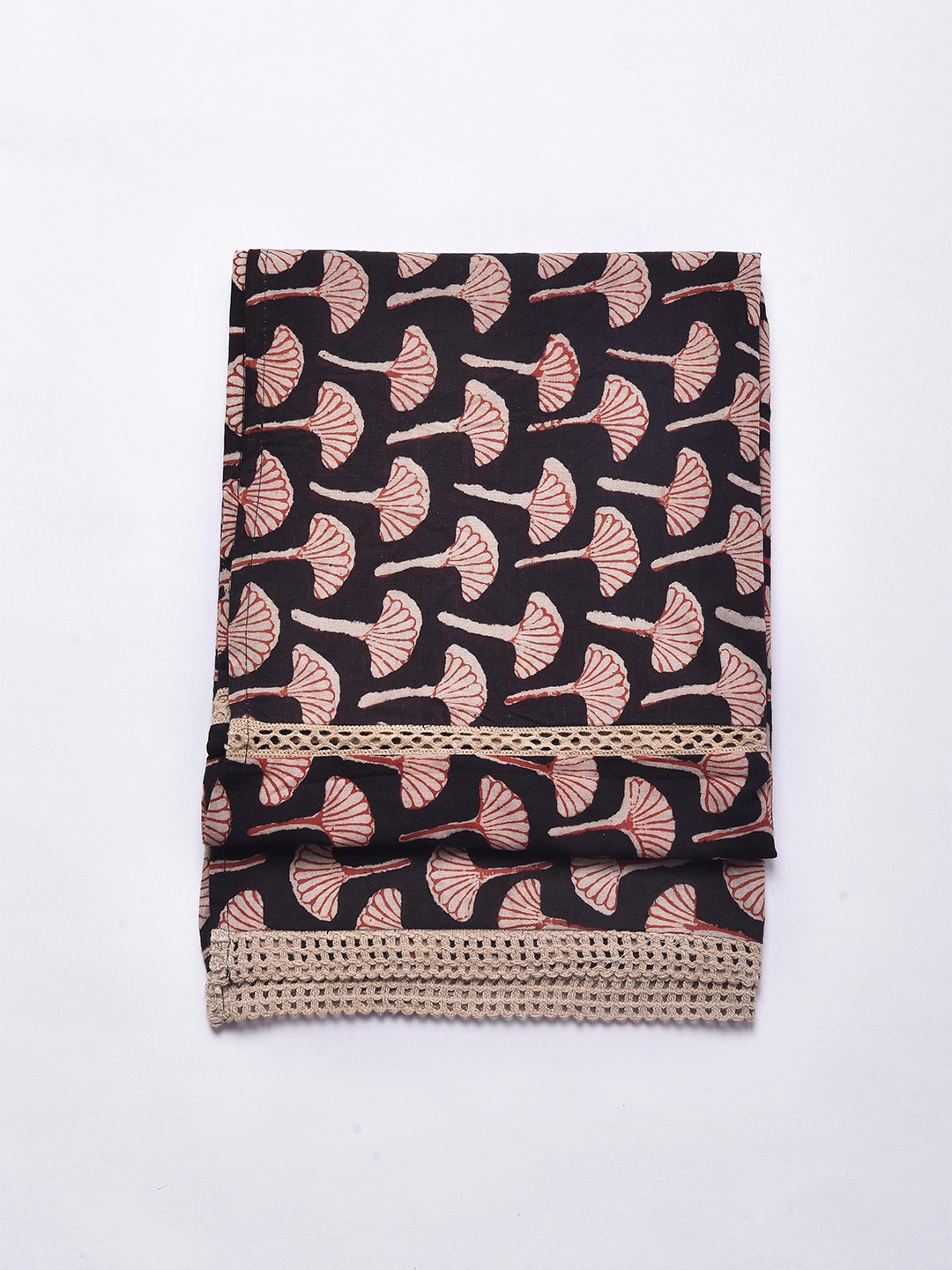 

trueBrowns Women Floral Printed Cotton Stole, Black