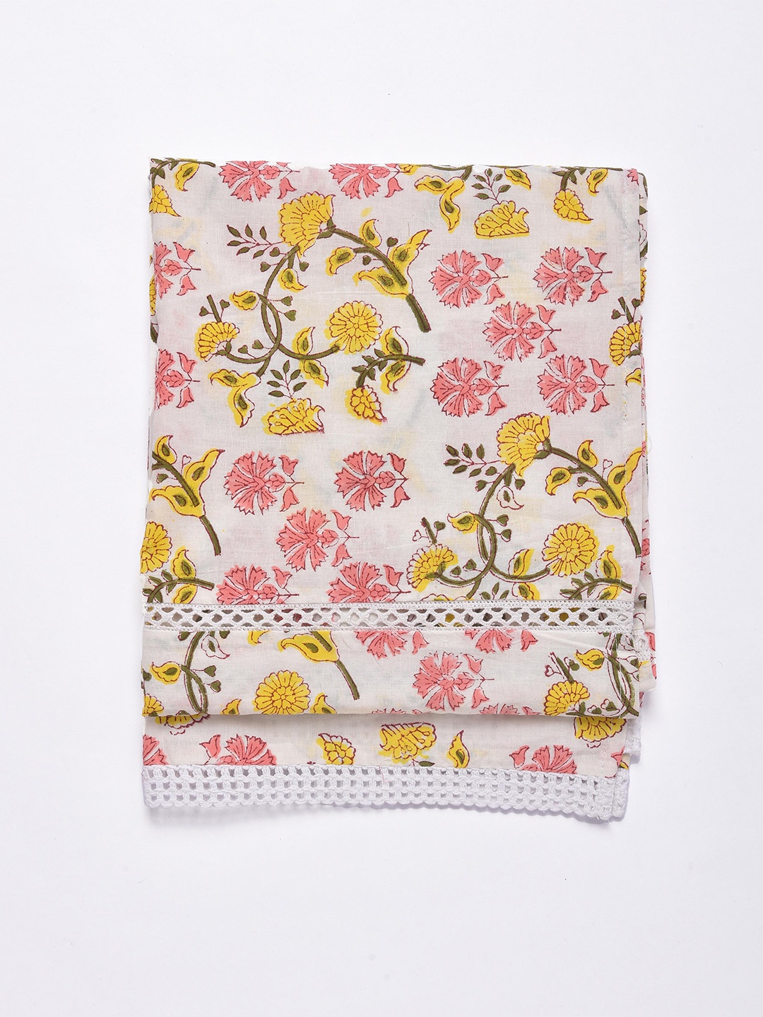 

trueBrowns Women Floral Printed Cotton Stole, White