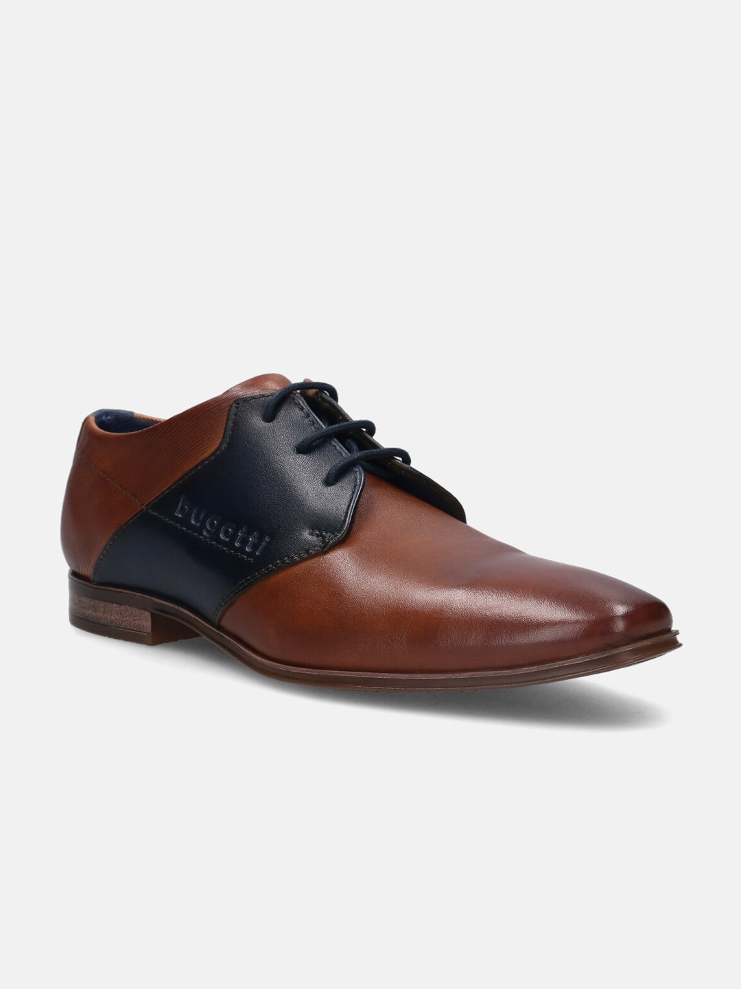 

Bugatti Morino I Cognac Leather Formal Derby Shoes, Brown