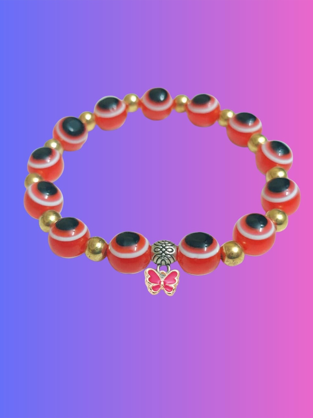 

Pinapes Multi Beaded Elasticated Bracelet, Red