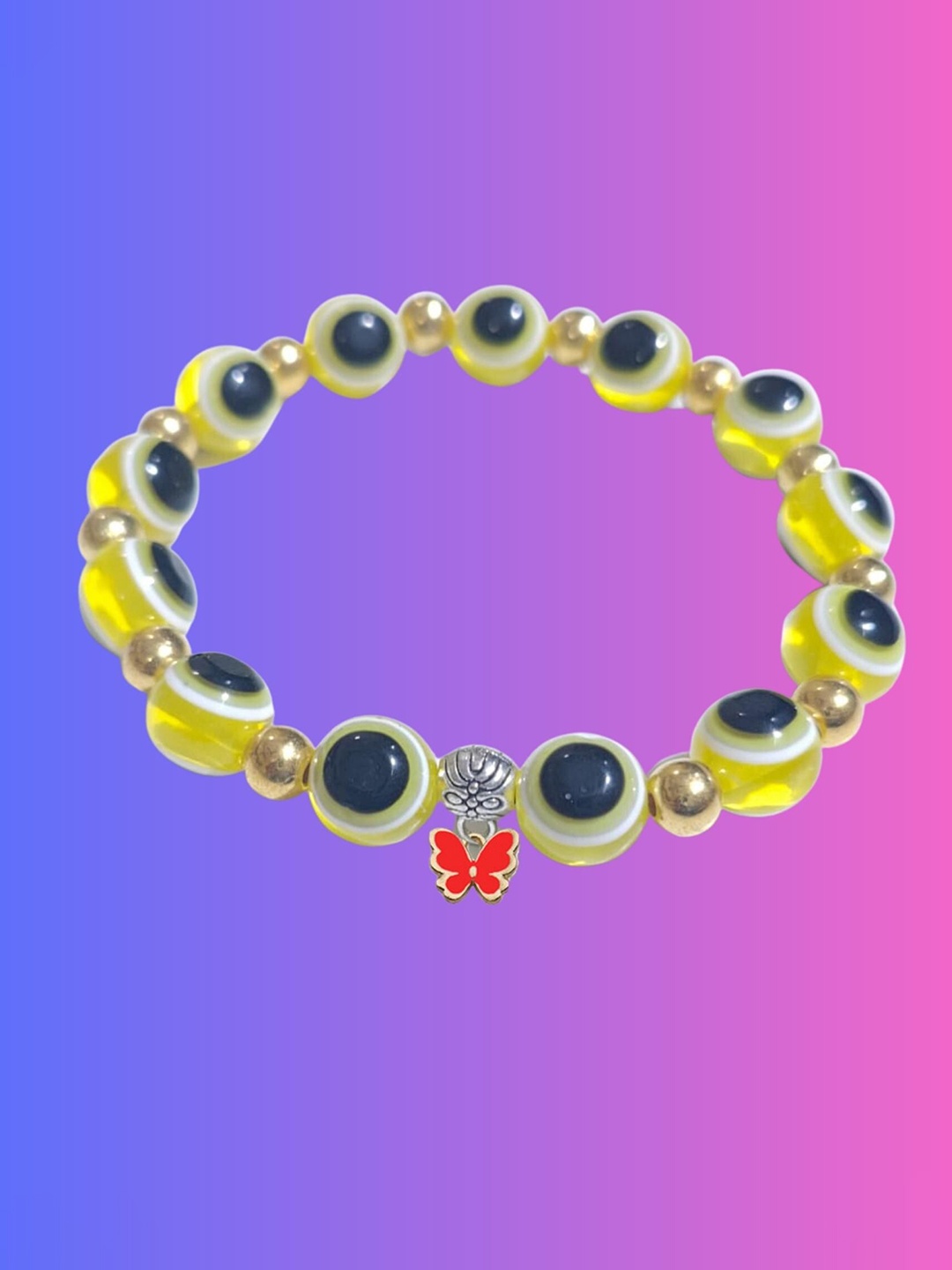 

Pinapes Multi Beaded Elasticated Bracelet, Gold