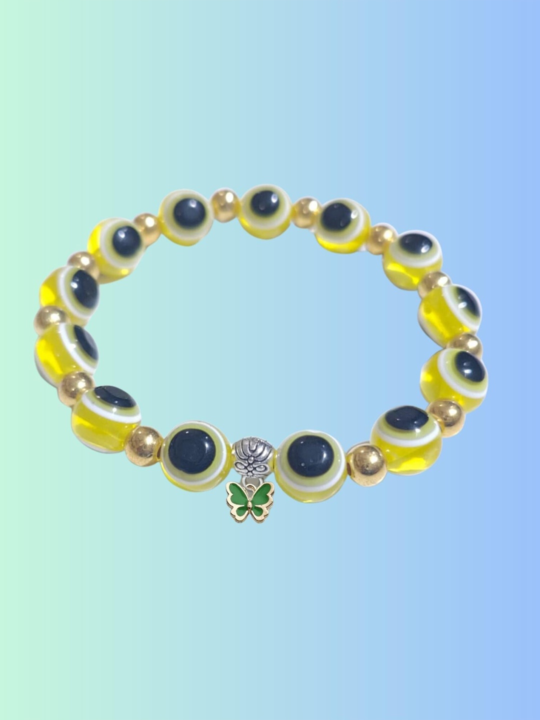 

Pinapes Artificial Beads Elasticated Slip-On Bracelet, Gold