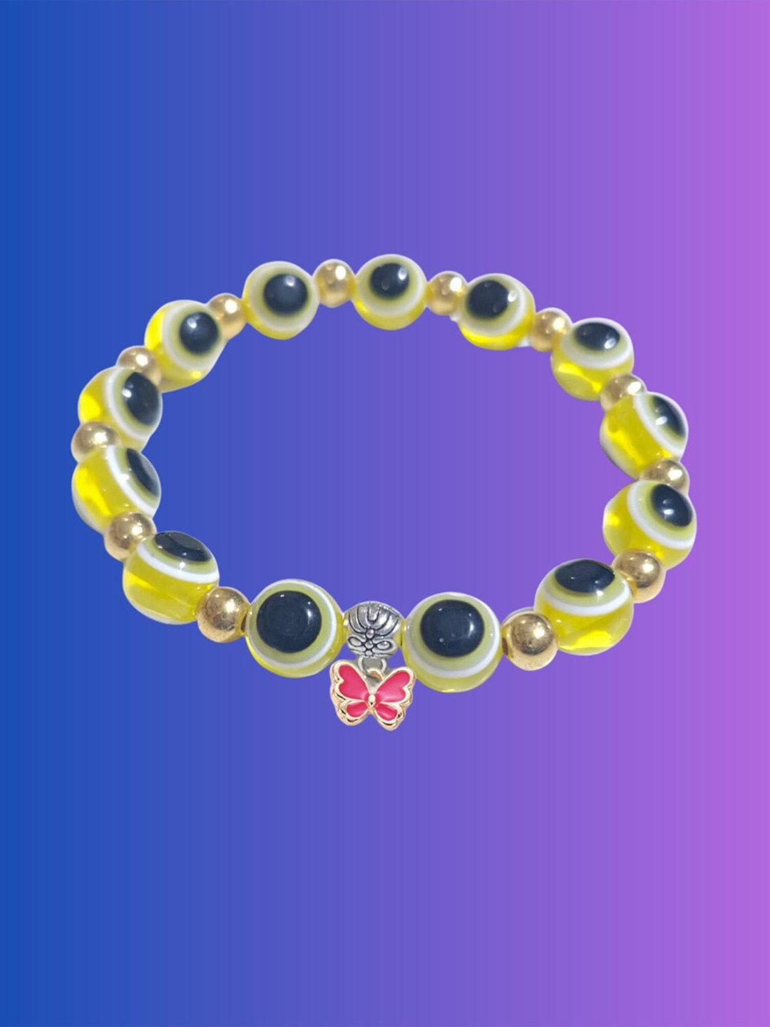 

Pinapes Artificial Beads Elasticated Slip-On Bracelet, Gold
