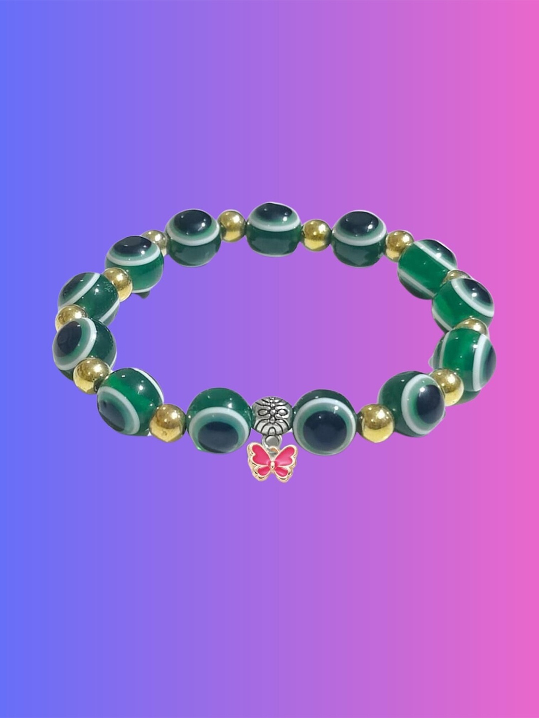 

Pinapes Artificial Beads Elasticated Slip-On Bracelet, Gold