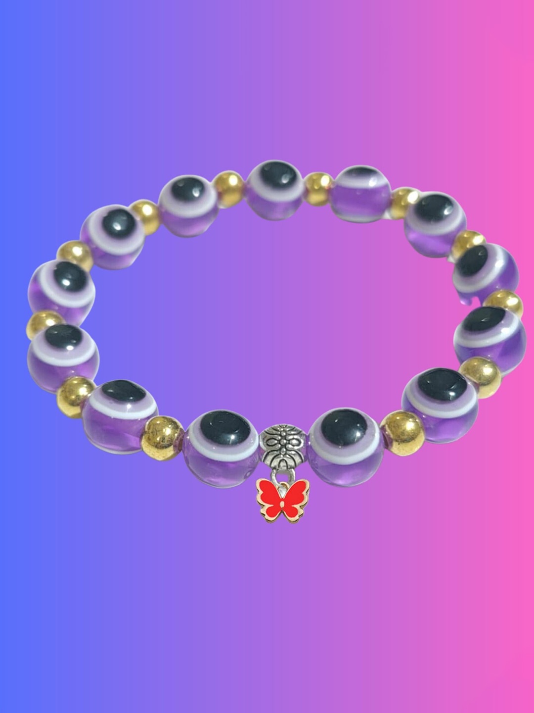 

Pinapes Artificial Beaded Elasticated Slip-On Bracelet, Purple