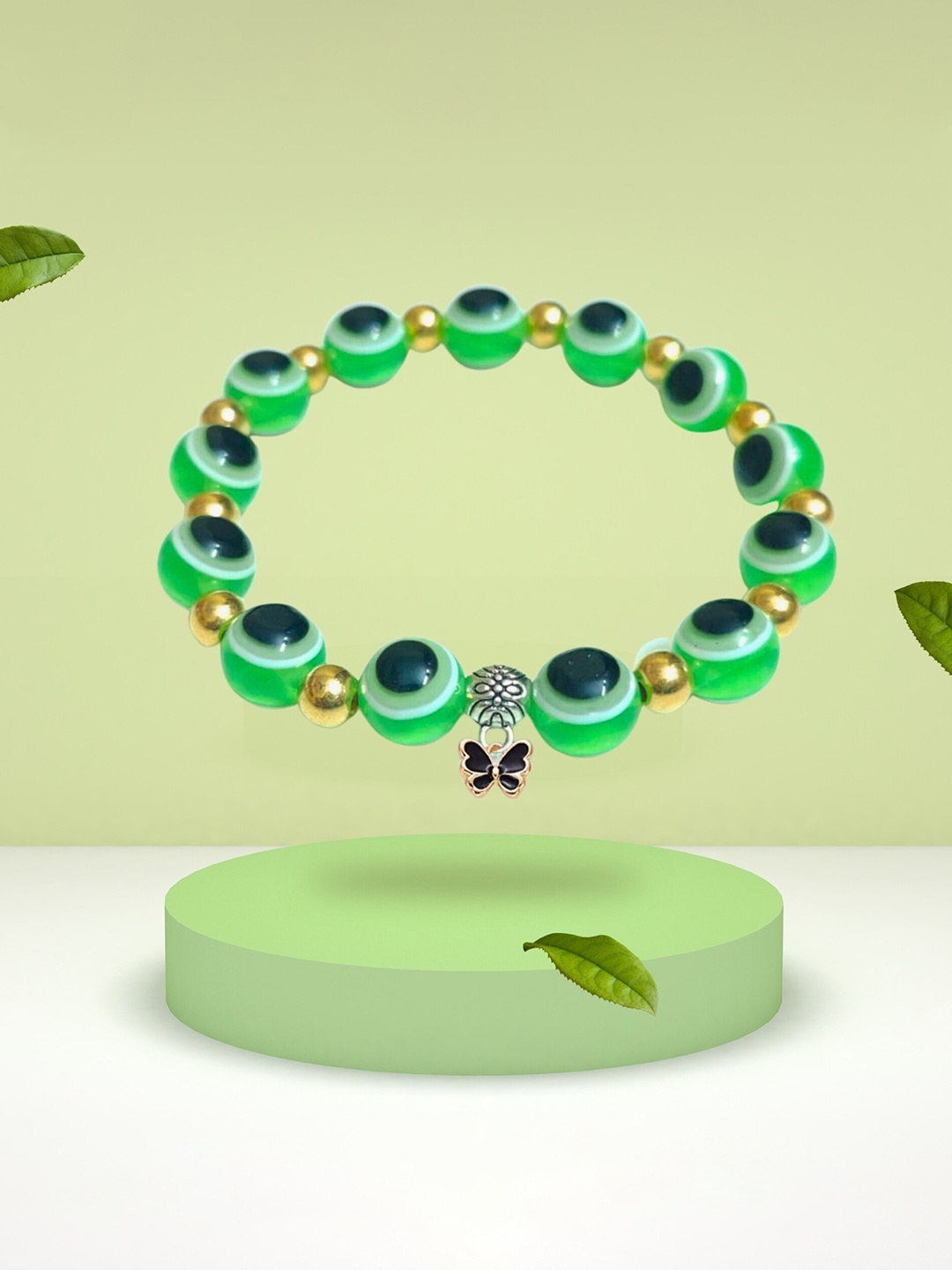 

Pinapes Beaded Elasticated Bracelet, Green