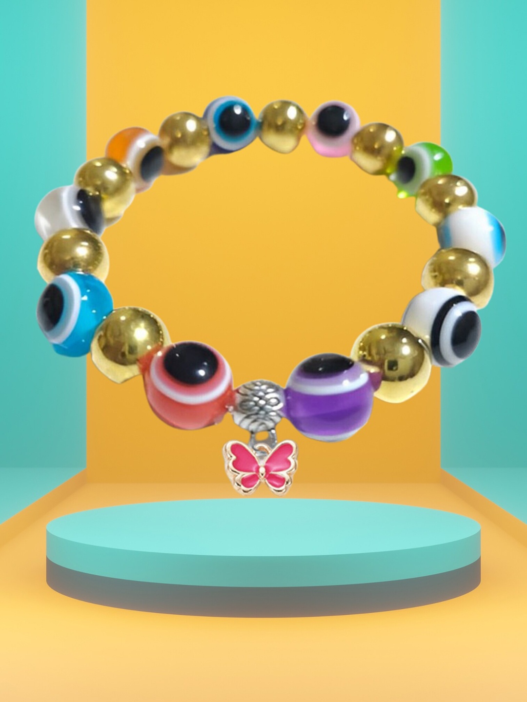 

Pinapes Artificial Beaded Elasticated Slip-On Bracelet, Gold