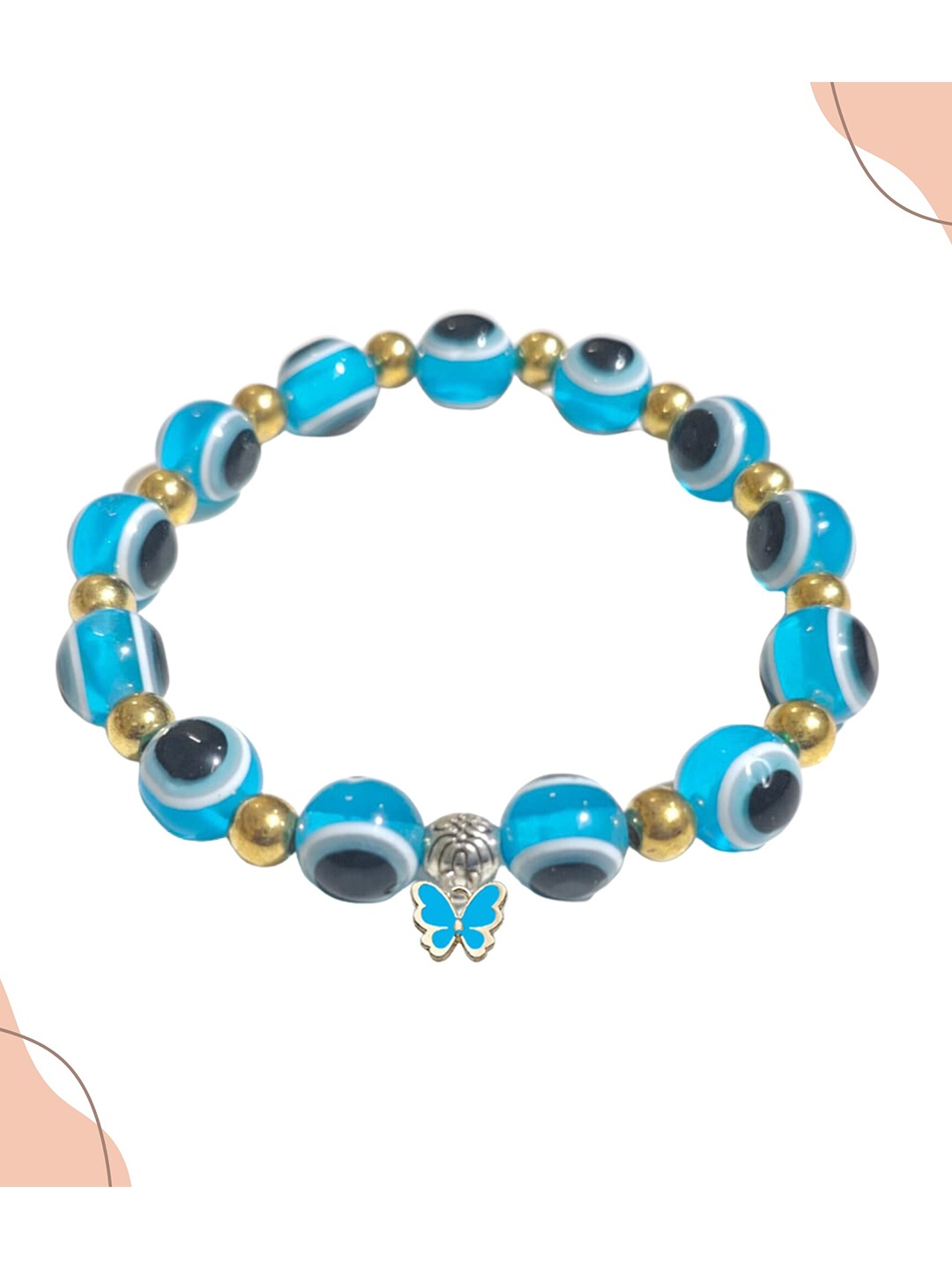 

Pinapes Artificial Beaded Elasticated Slip-On Bracelet, Blue