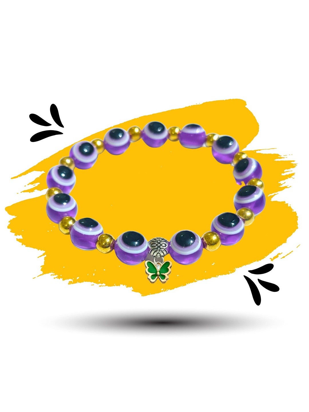 

Pinapes Artificial Beaded Elasticated Slip-On Bracelet, Purple