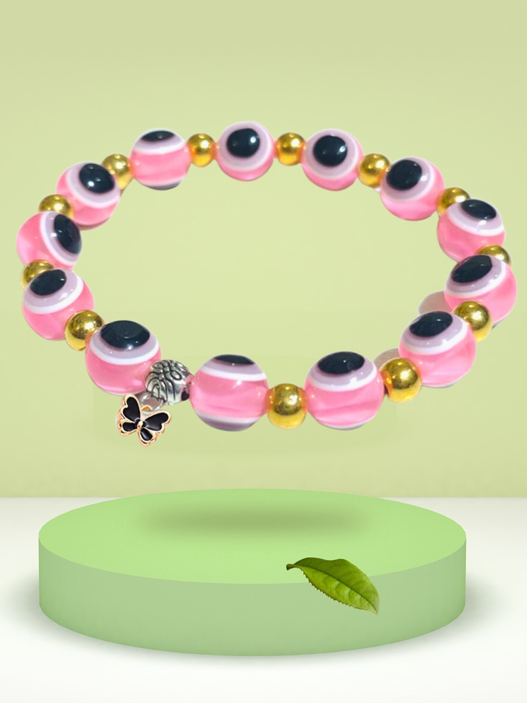 

Pinapes Artificial Beaded Elasticated Slip-On Bracelet, Pink