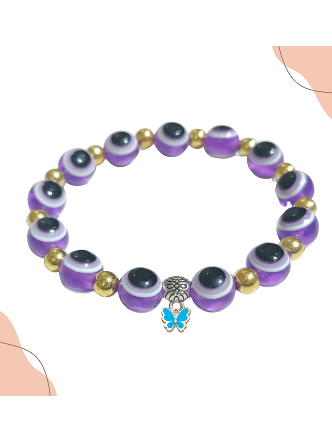 

Pinapes Beaded Elasticated Bracelet, Purple
