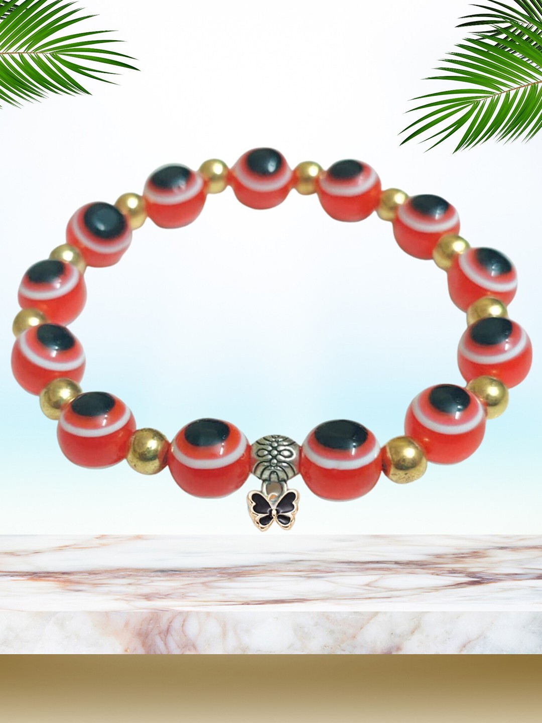 

Pinapes Beaded Elasticated Bracelet, Red