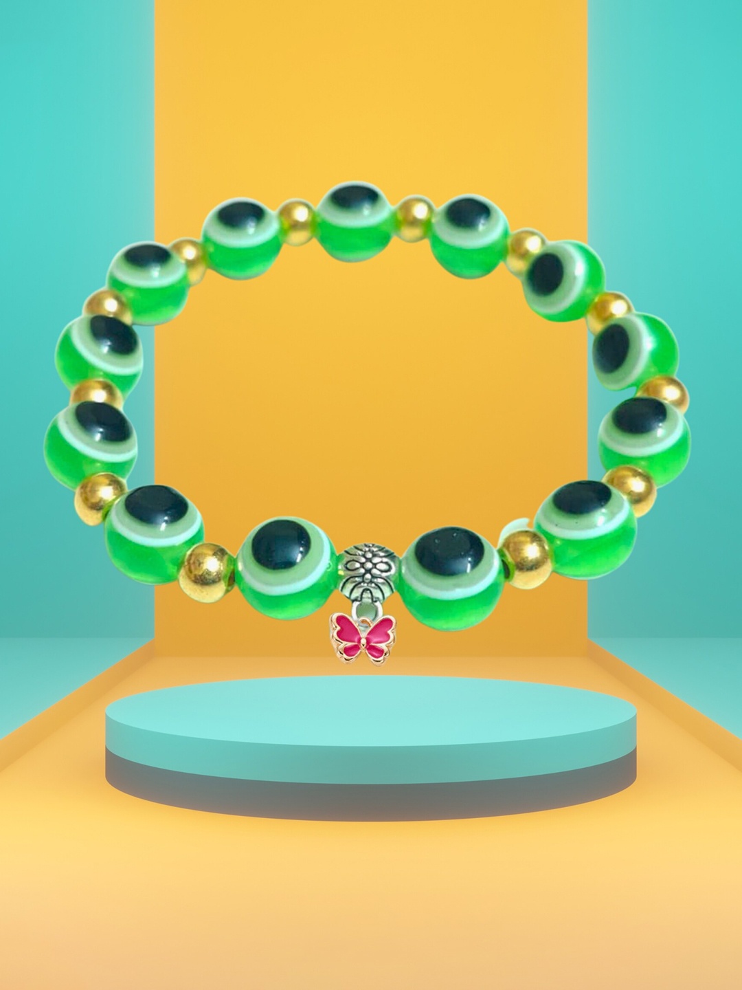 

Pinapes Beaded Elasticated Bracelet, Green