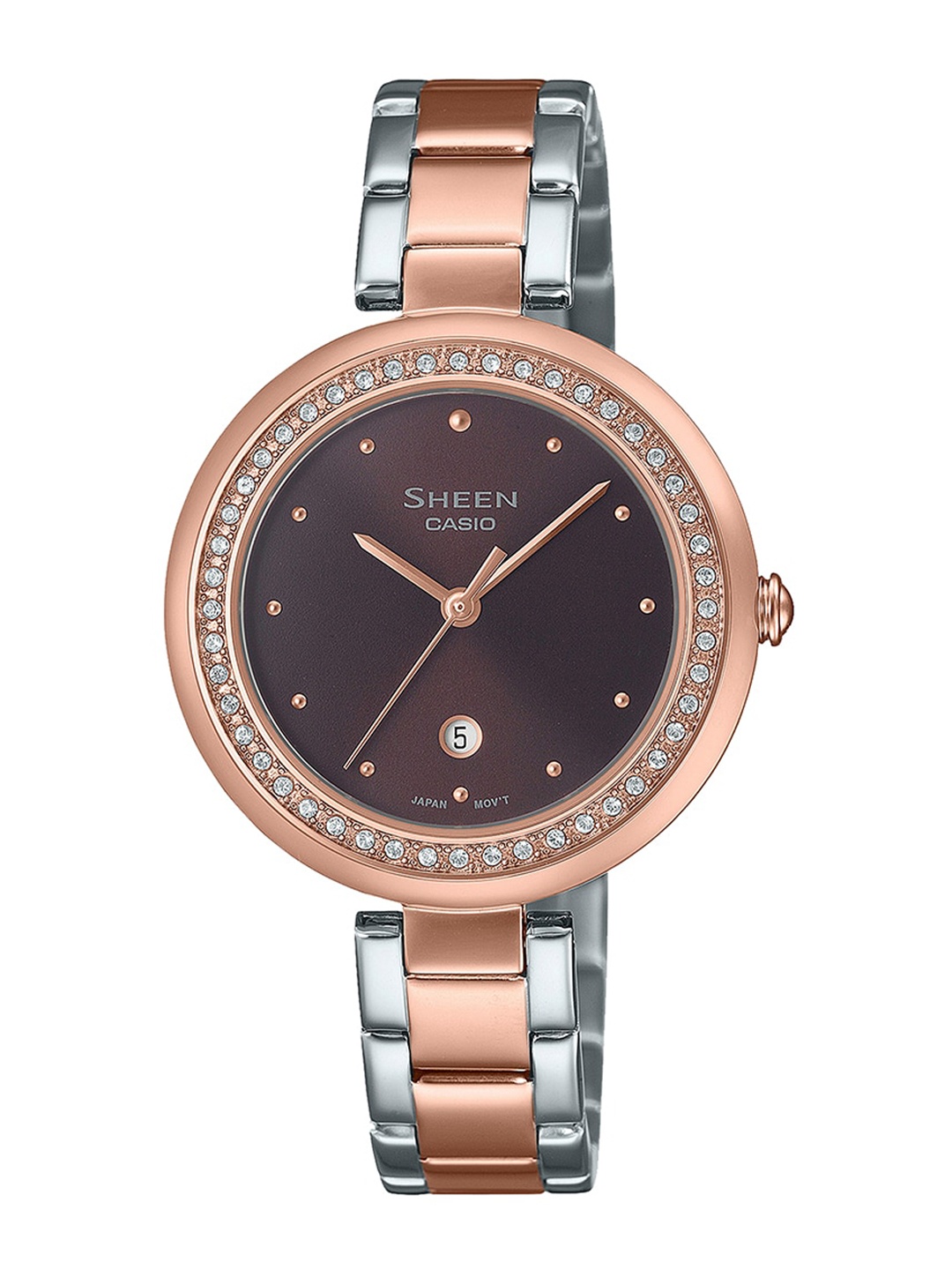 

CASIO Women Embellished Dial & Stainless Steel Bracelet Style Straps Analogue Watch SH298, Brown
