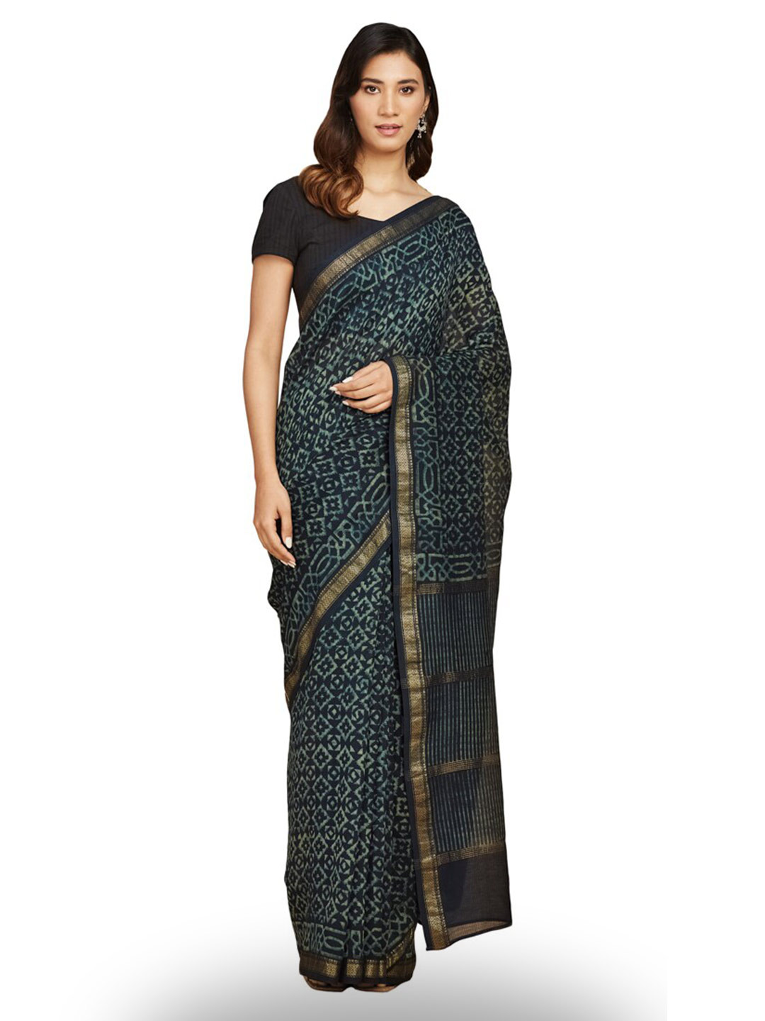 

Fabindia Ethnic Printed Saree, Purple