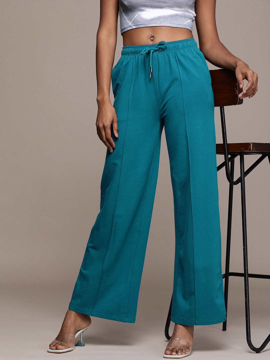 

bebe Women Lounge Regular Track Pants, Teal