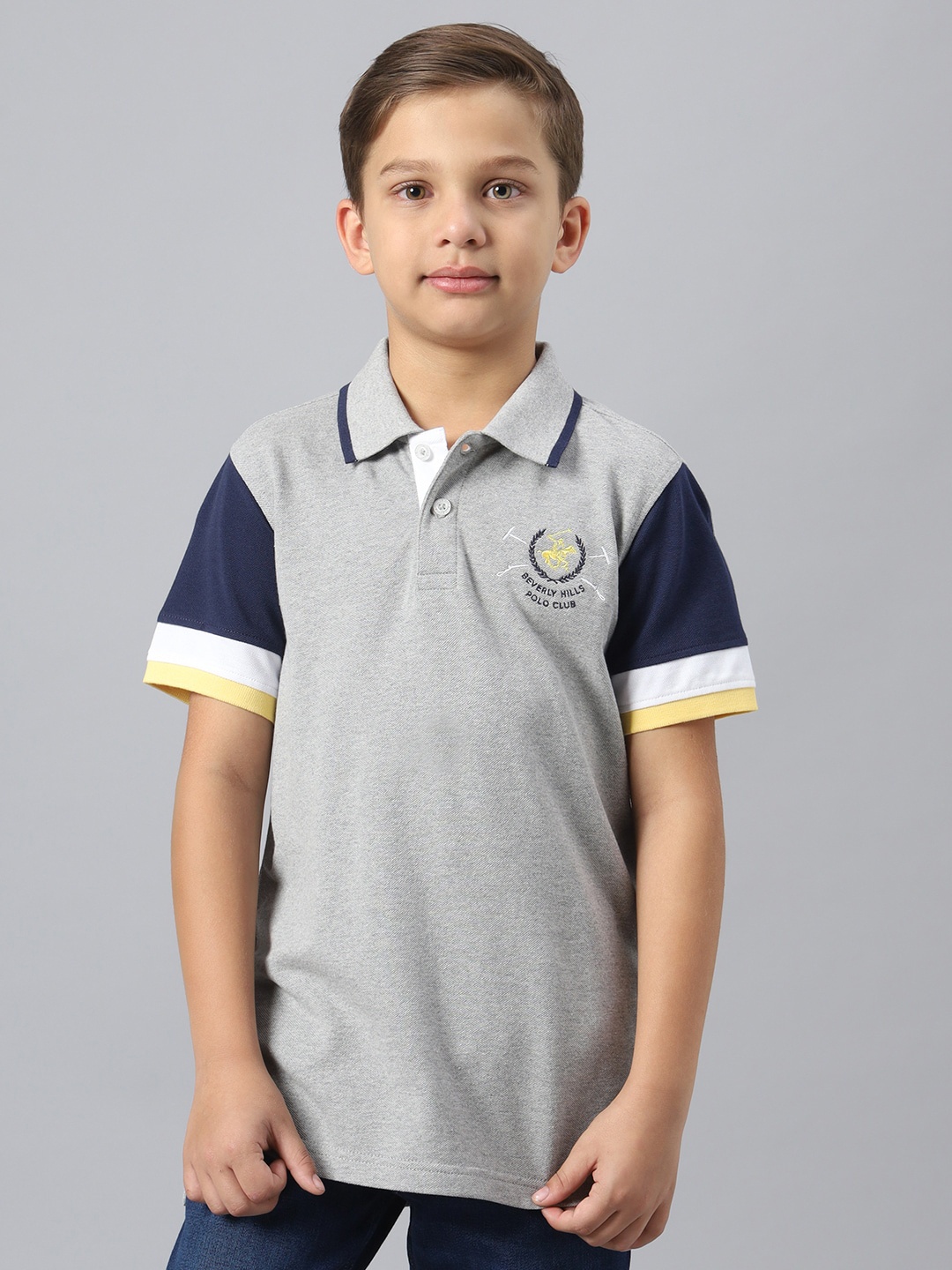 

Beverly Hills Polo Club Boys Polo Collar Pure Cotton T-shirt, Grey