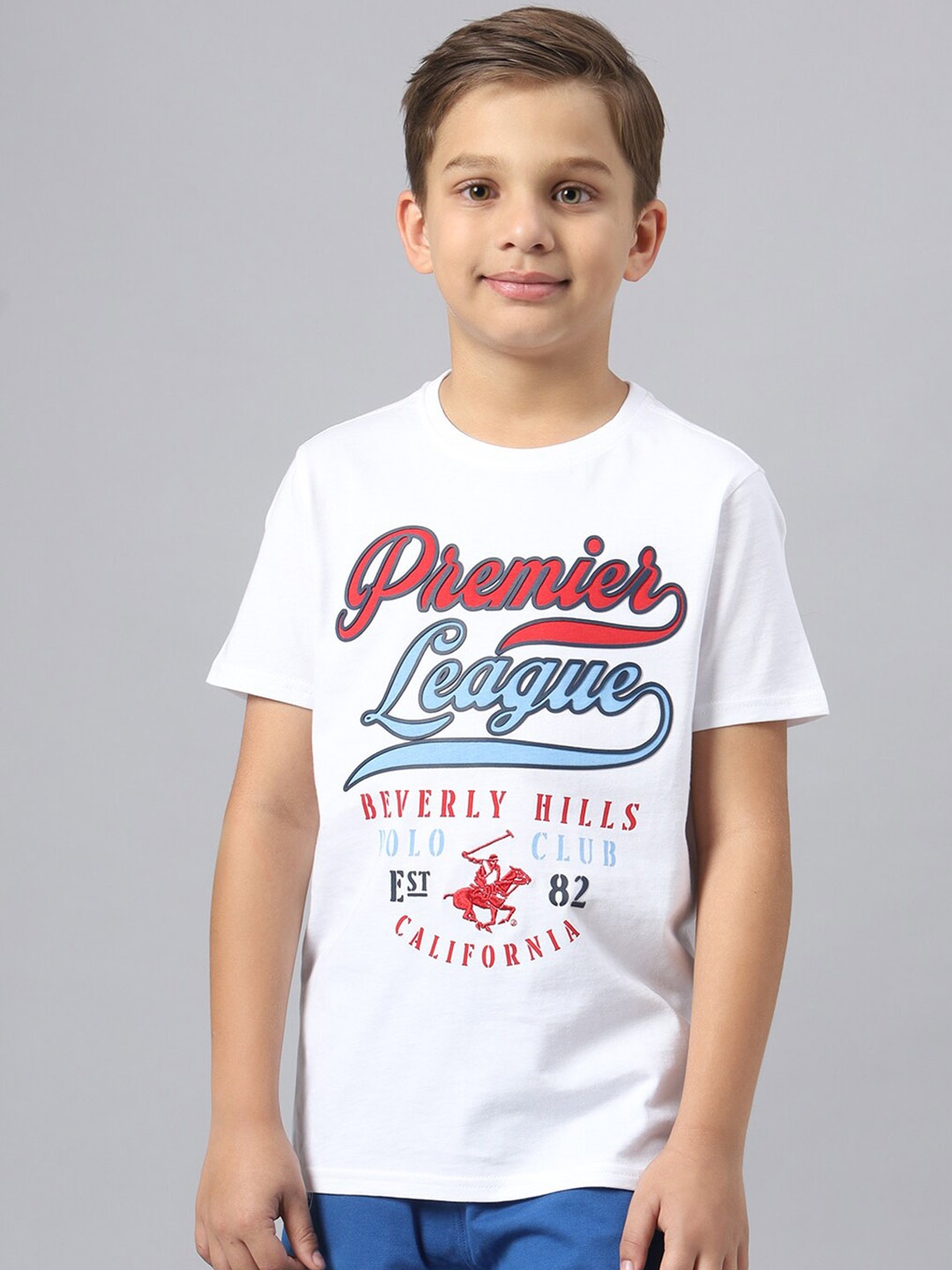 

Beverly Hills Polo Club Boys Typography Printed Pure Cotton T-shirt, White