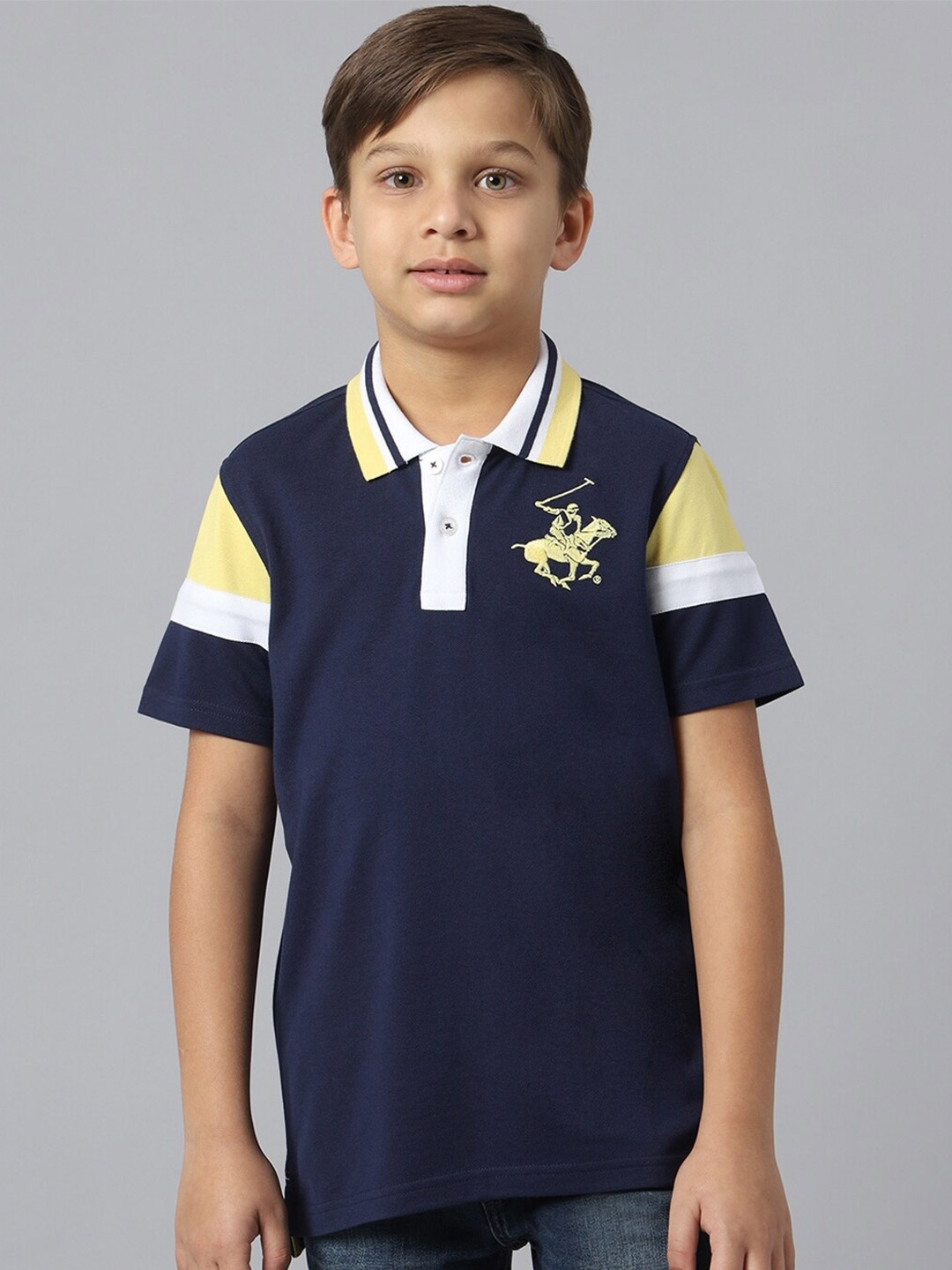 

Beverly Hills Polo Club Boys Polo Collar Pure Cotton T-shirt, Navy blue