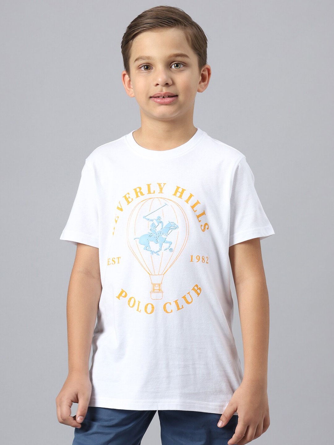 

Beverly Hills Polo Club Boys Typography Printed Pure Cotton T-shirt, White