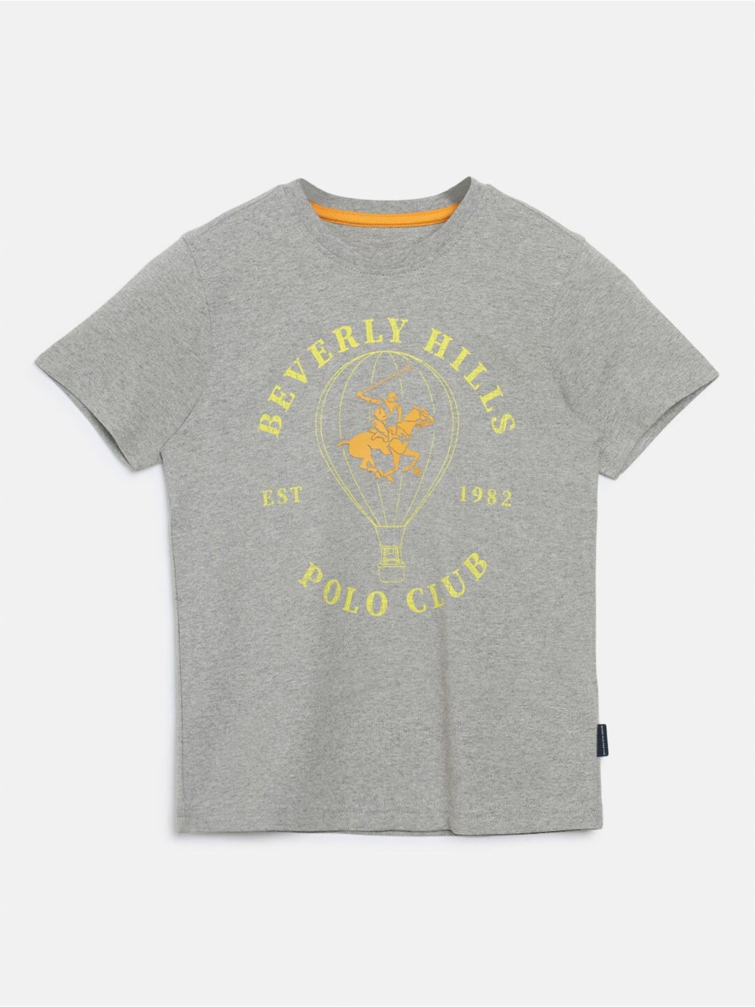 Beverly Hills Polo Club Boys Grey Typography Pure Printed T-shirt