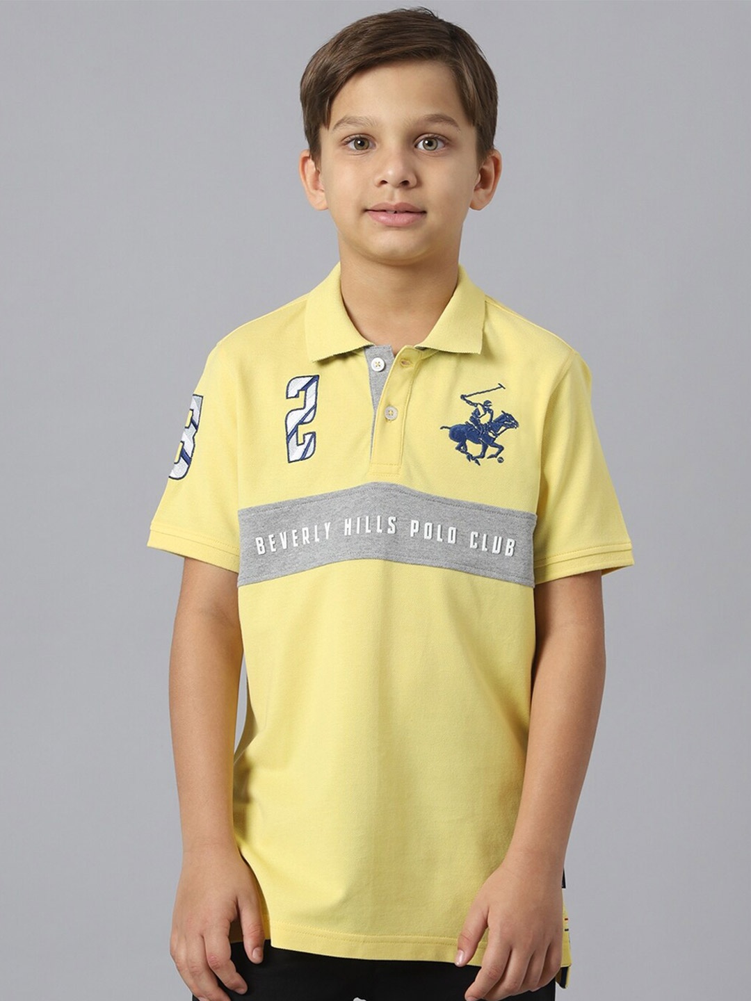 Beverly Hills Polo Club Boys Typography Printed Pure Cotton T-shirt, Yellow