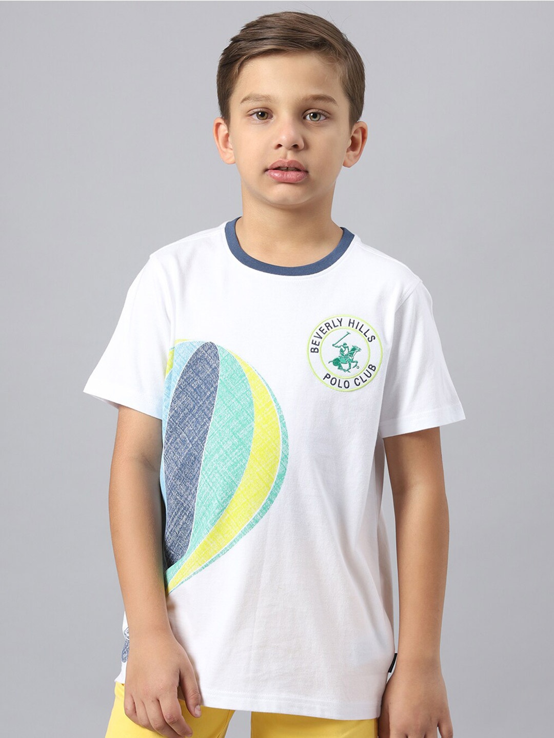 

Beverly Hills Polo Club Boys Graphic Printed Pure Cotton T-shirt, White