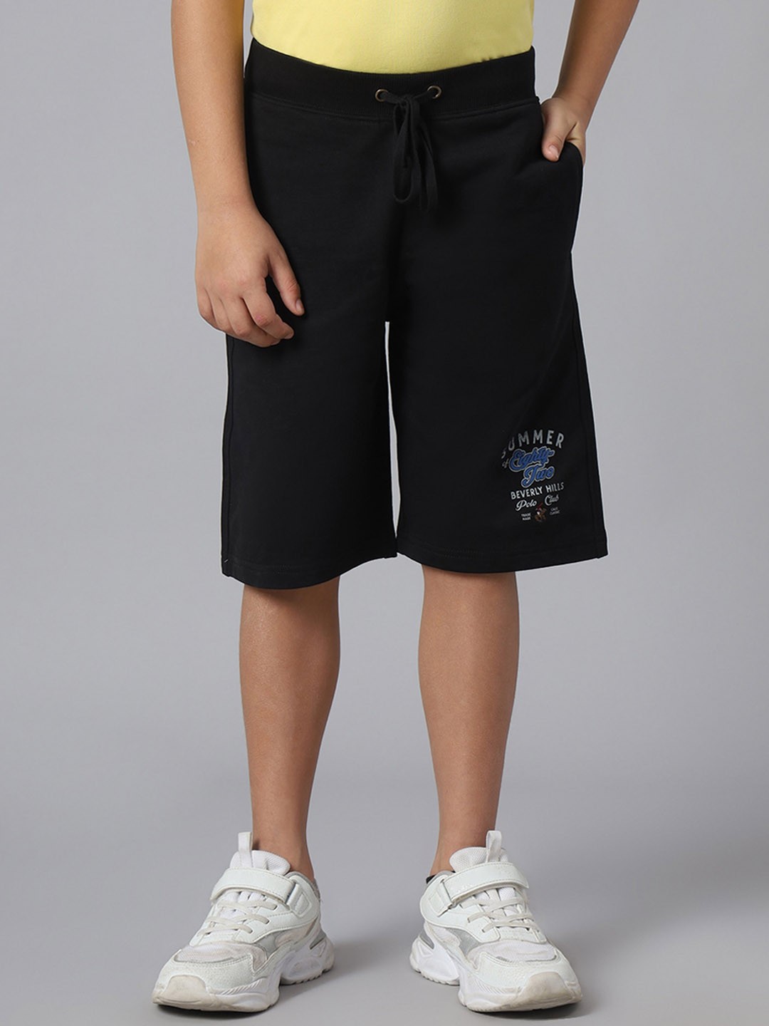 

Beverly Hills Polo Club Boys Mid-Rise Pure Cotton Shorts, Black