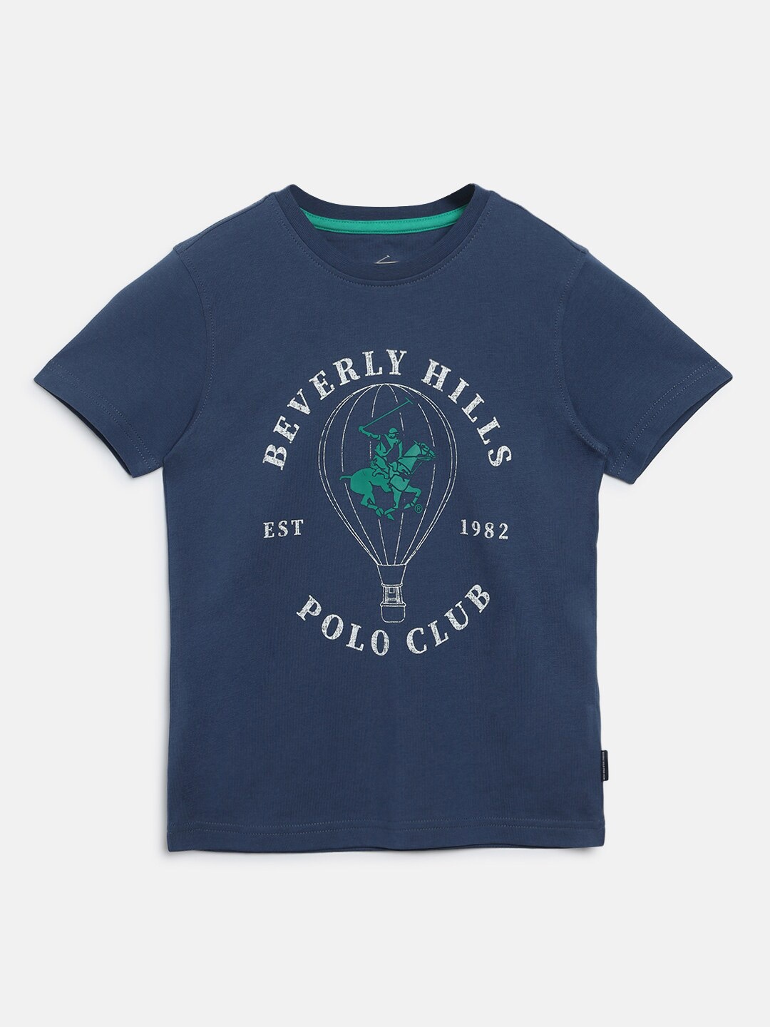 

Beverly Hills Polo Club Boys Typography Printed Pure Cotton T-shirt, Blue