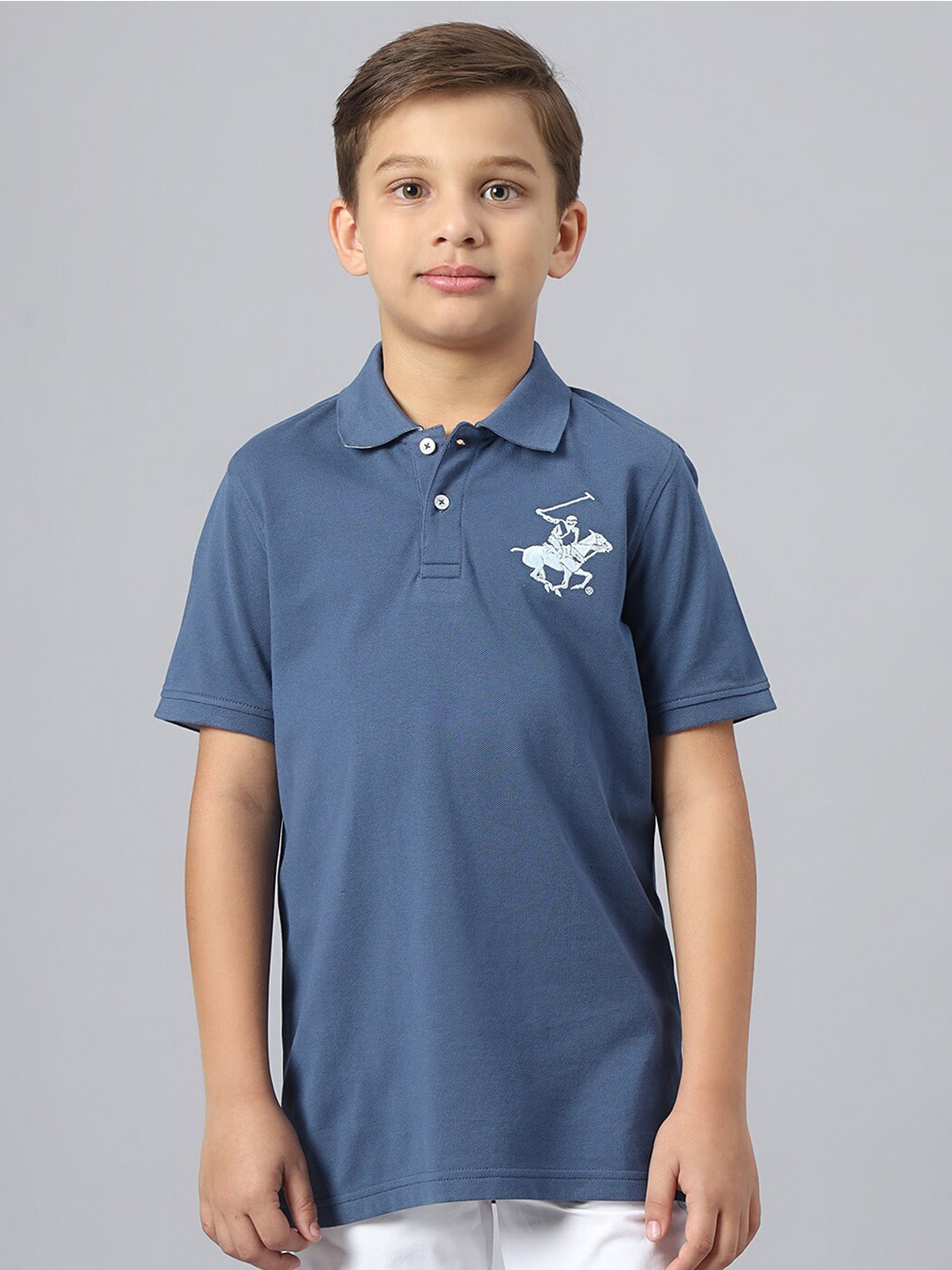 

Beverly Hills Polo Club Boys Polo Collar Pure Cotton T-shirt, Blue