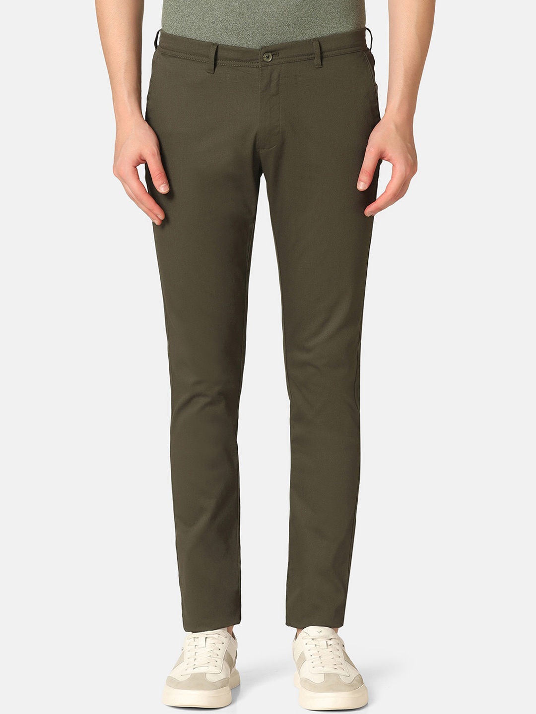

Blackberrys Men B-91 Slim Fit Wrinkle Free Chinos Trousers, Olive