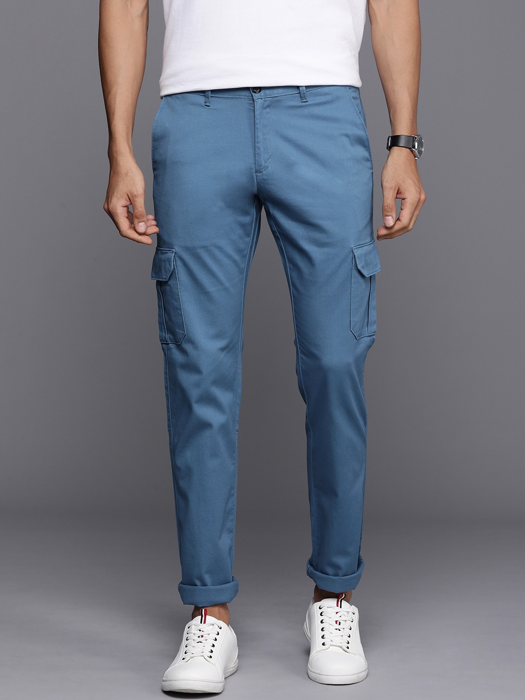 

Allen Solly Sport Men Mid-Rise Slim Fit Cargos Trousers, Blue