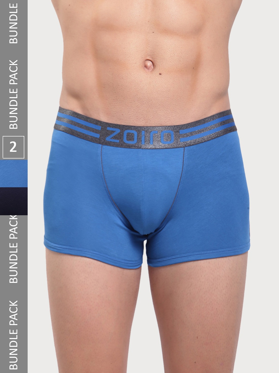 

Zoiro Men Pack Of 2 Anti Bacterial Trunks, Blue