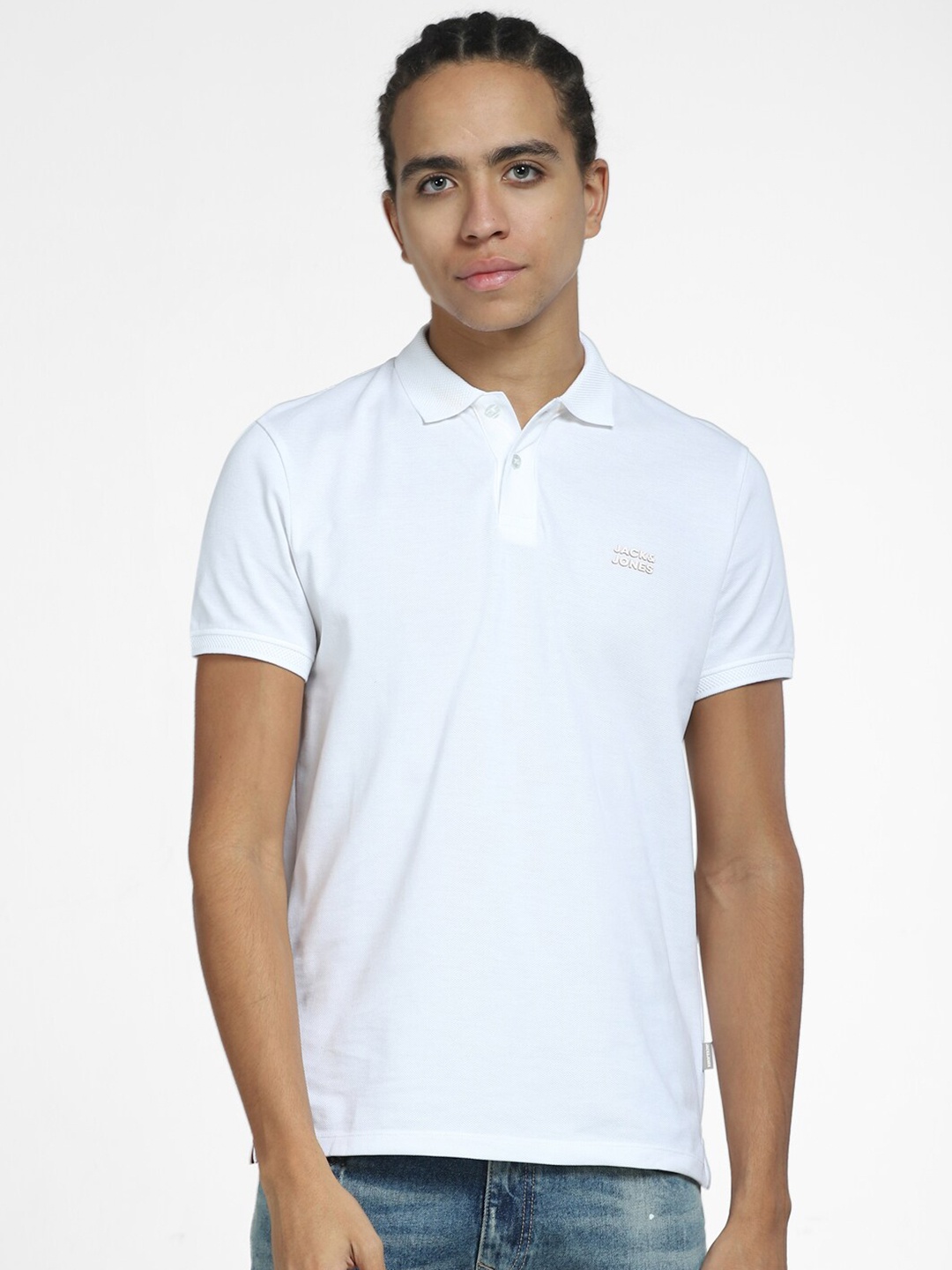 

Jack & Jones Polo Collar Slim Fit Cotton T-shirt, White