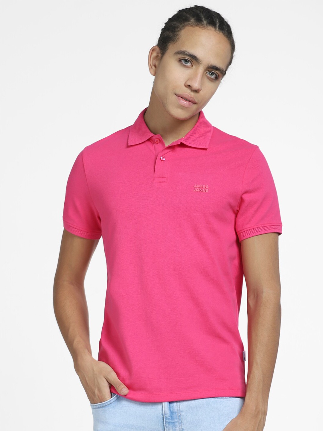 

Jack & Jones Polo Collar Slim Fit Cotton T-shirt, Pink