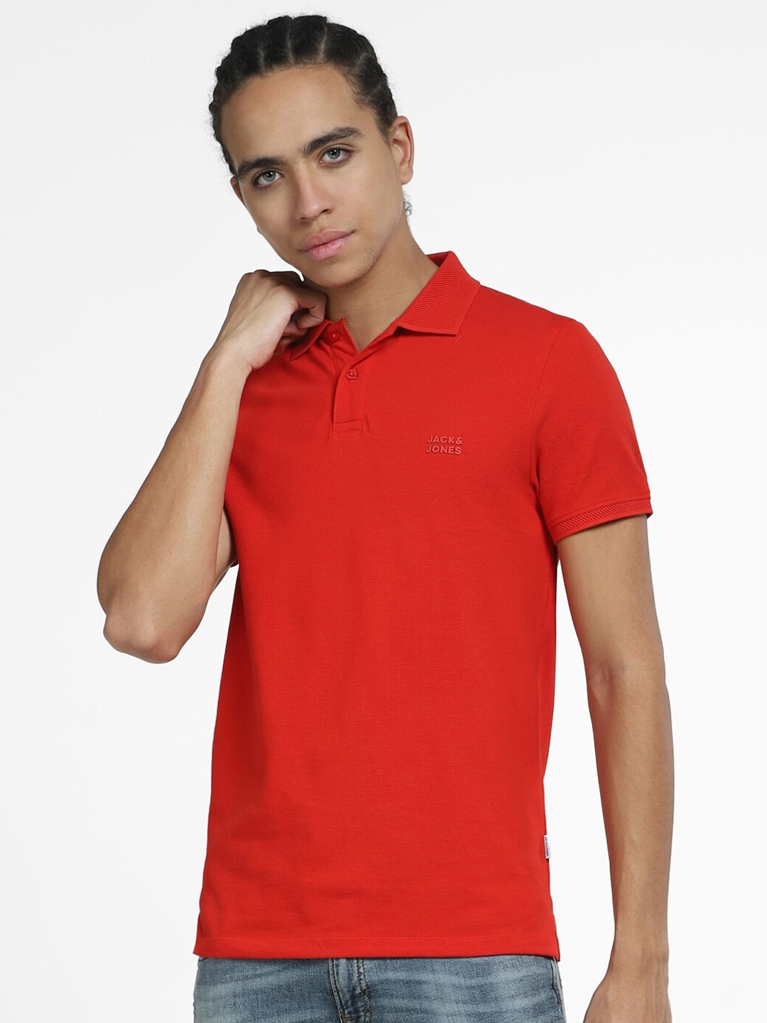 

Jack & Jones Polo Collar Slim Fit Cotton T-shirt, Red