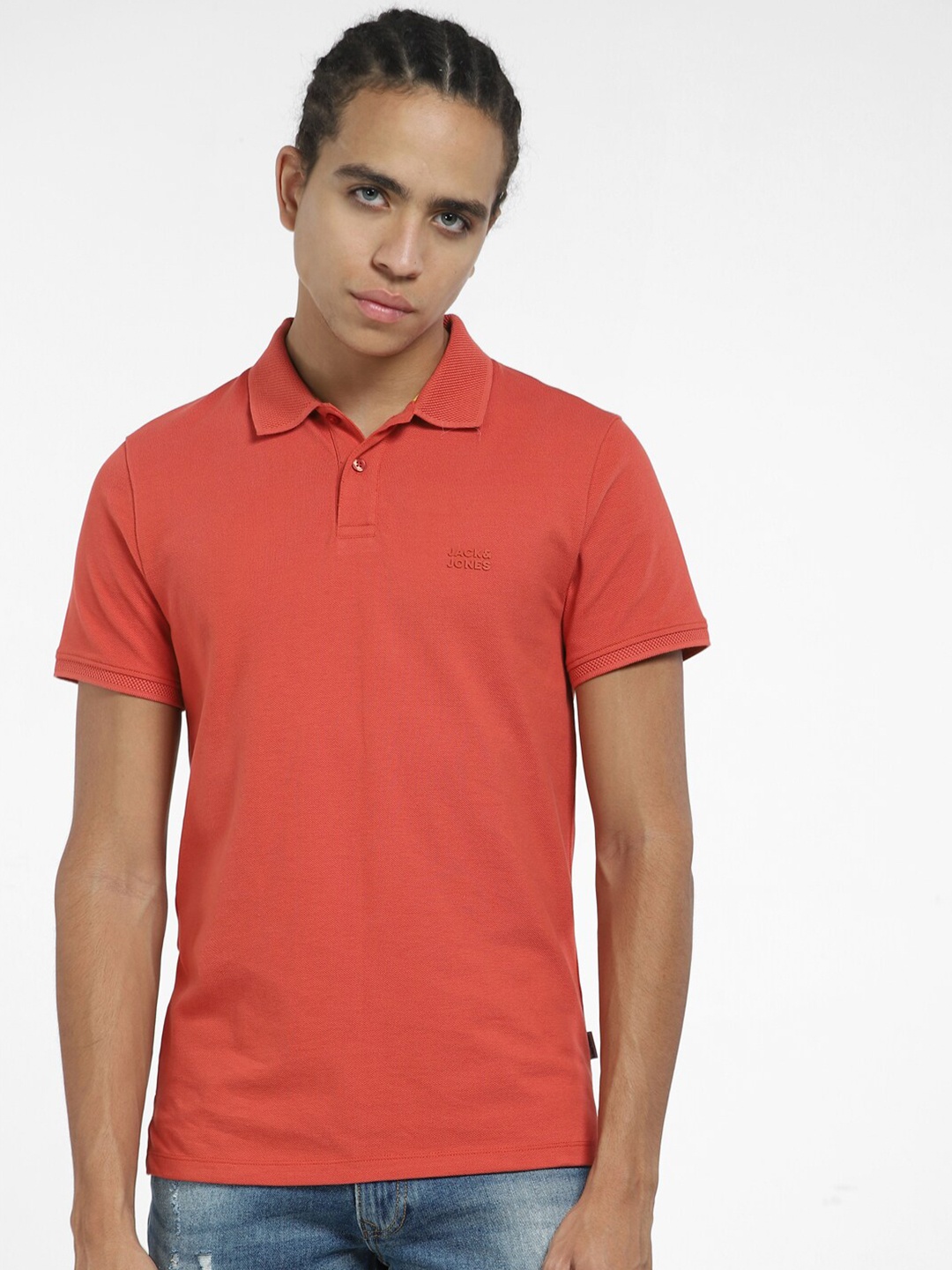 

Jack & Jones Polo Collar Slim Fit Cotton T-shirt, Red