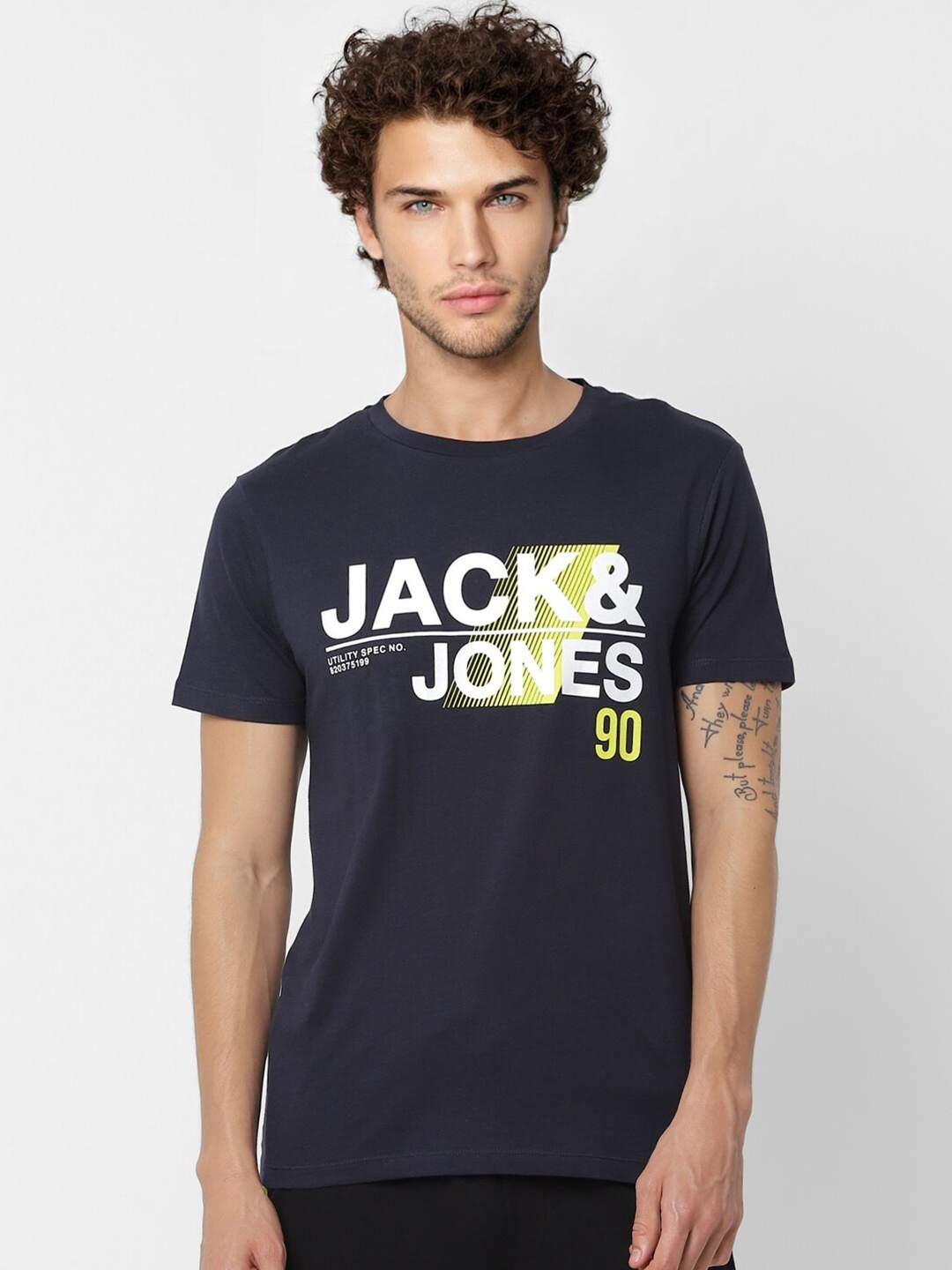 

Jack & Jones Typography Printed Cotton T-shirt, Navy blue