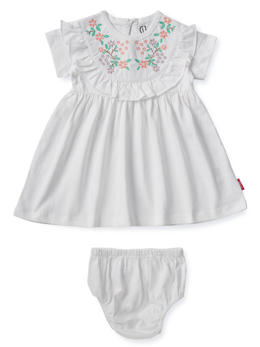 

Gini and Jony Infant Girls Self Design Pure Cotton Top with Shorts Clothing Set, White