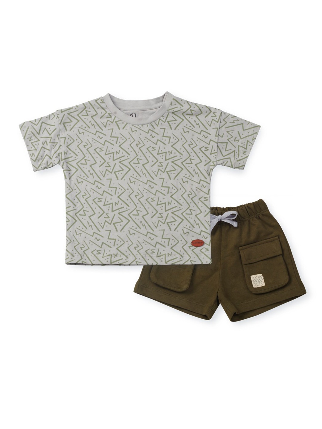 

Gini and Jony Boys Printed Pure Cotton T-shirt with Shorts Clothing Set, Grey