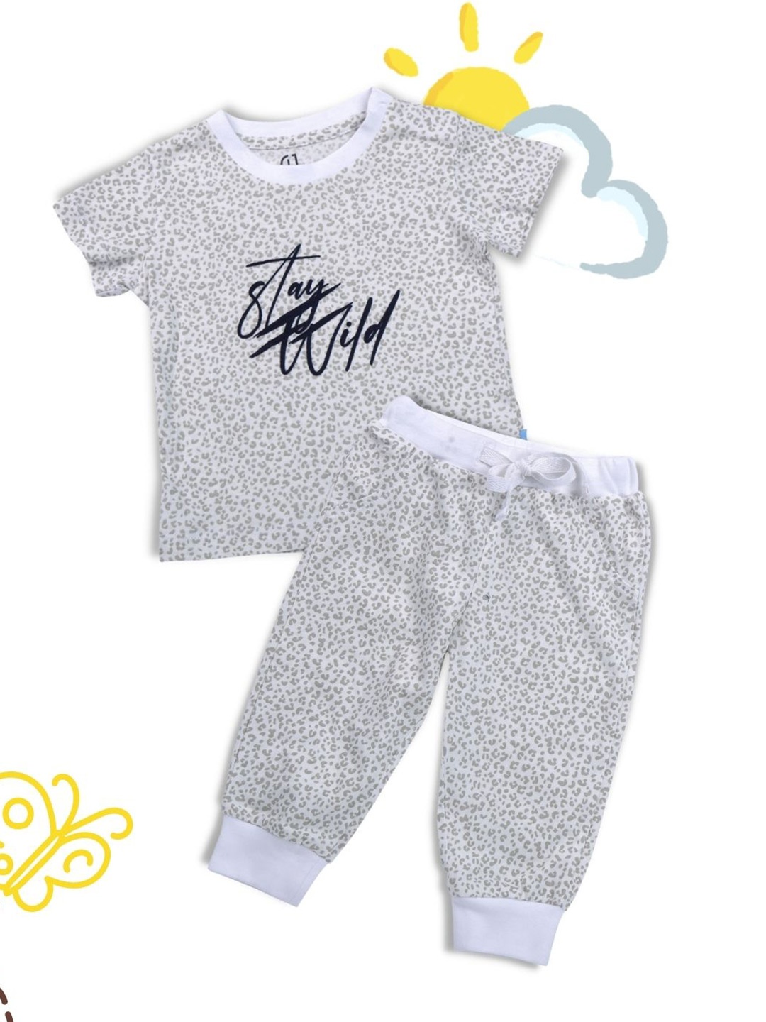 

Gini and Jony Girls Printed Pure Cotton T-shirt with Pyjamas Pure Cotton, White