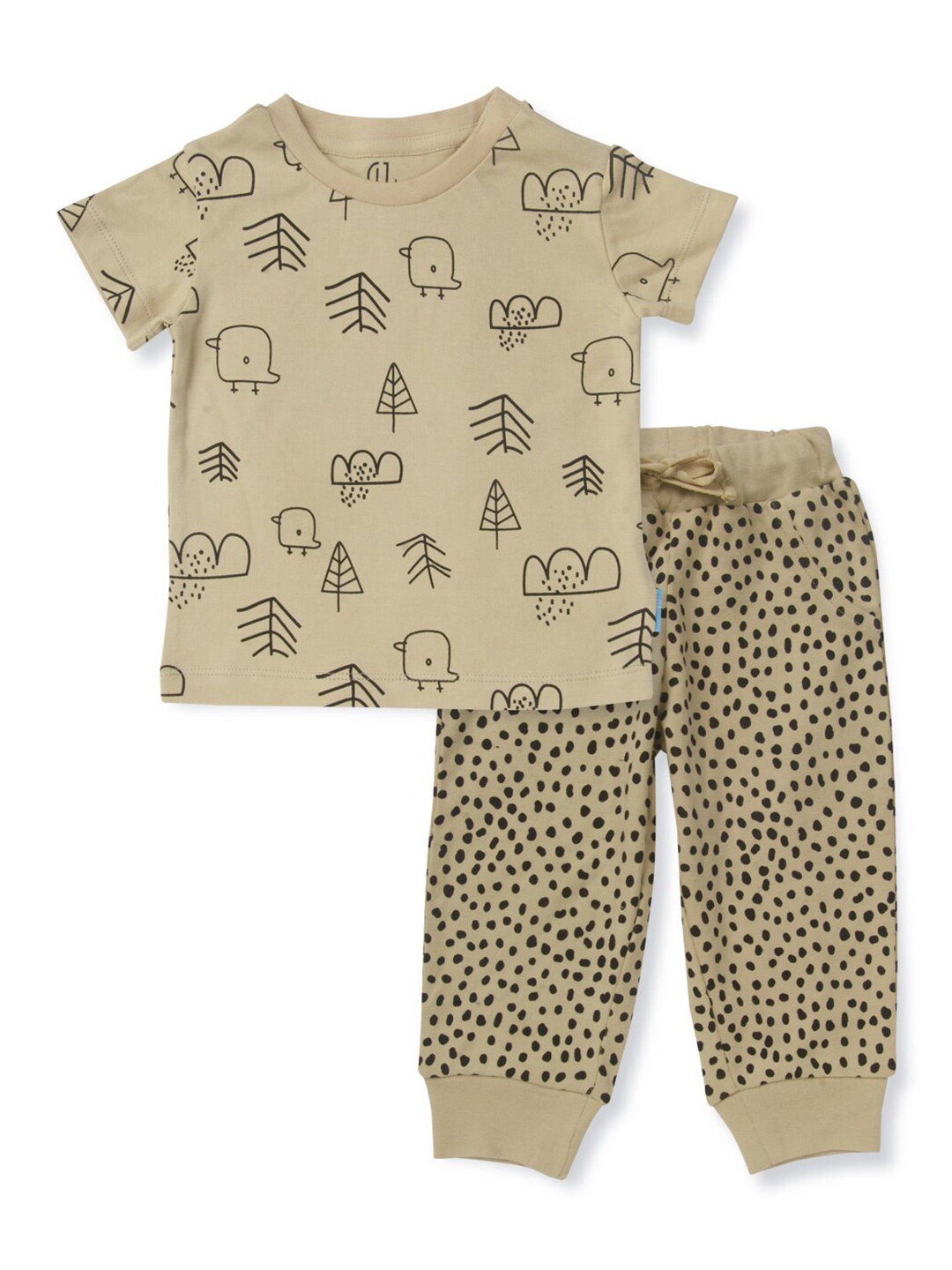 

Gini and Jony Infant Boys Printed Pure Cotton T-shirt with Trousers, Beige