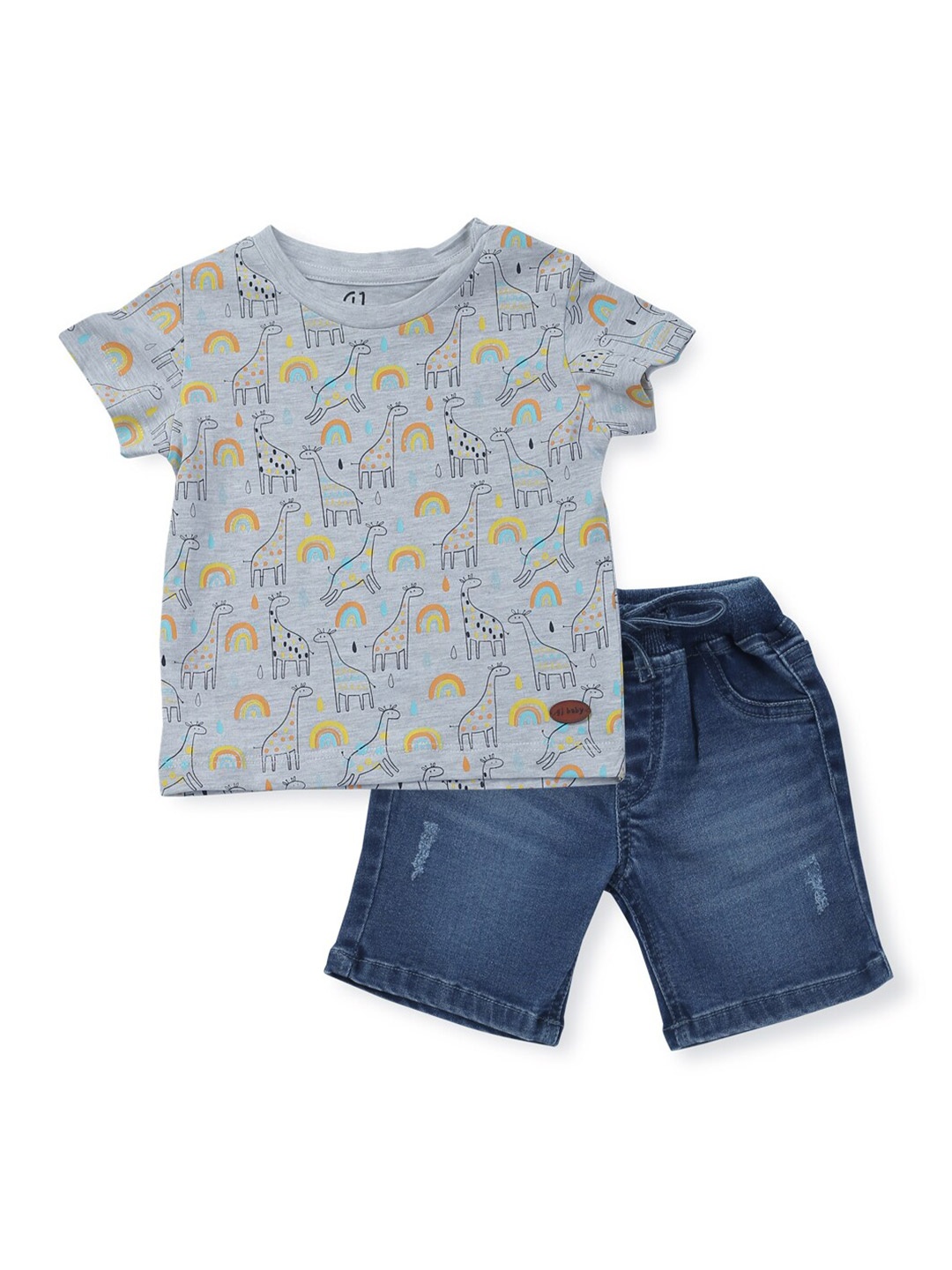 

Gini and Jony Infant Boys Printed Pure Cotton T-shirt with Shorts, Blue
