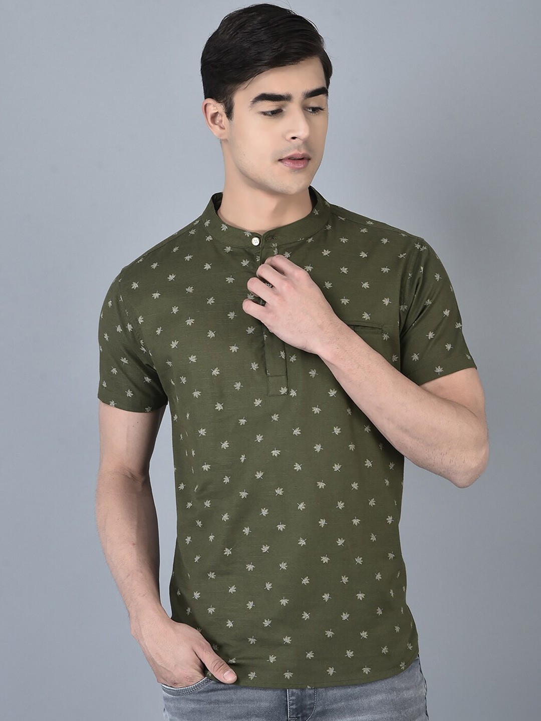 

CANOE Floral Printed Pure Cotton T-shirt, Green