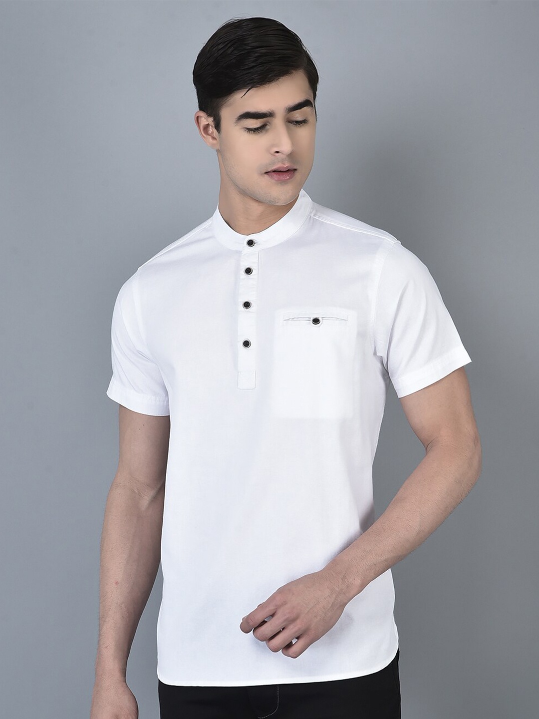 

CANOE Henley Neck Casual Pure Cotton T-shirt, White