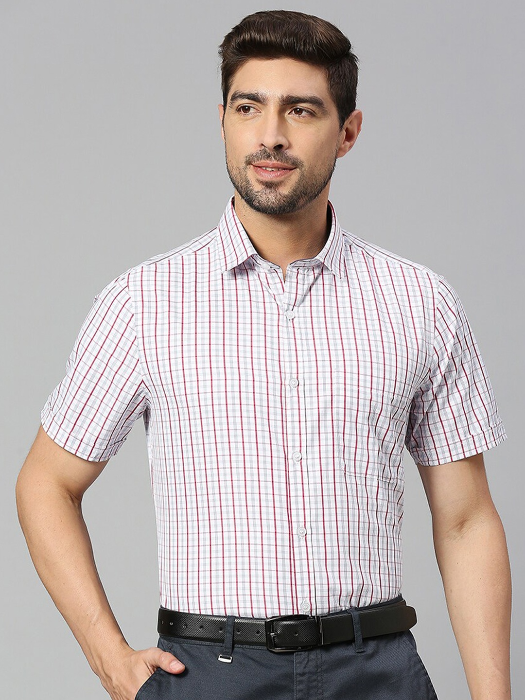 

Thomas Scott Classic Slim Fit Tattersall Checked Formal Shirt, Red