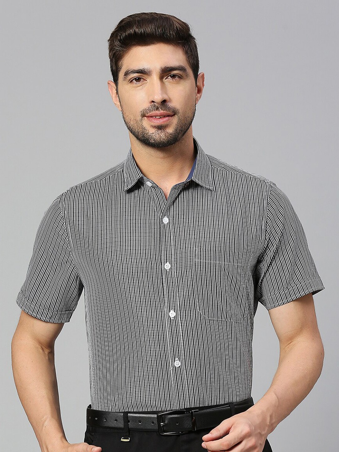 

Thomas Scott Classic Micro Checked Slim Fit Formal Shirt, Black