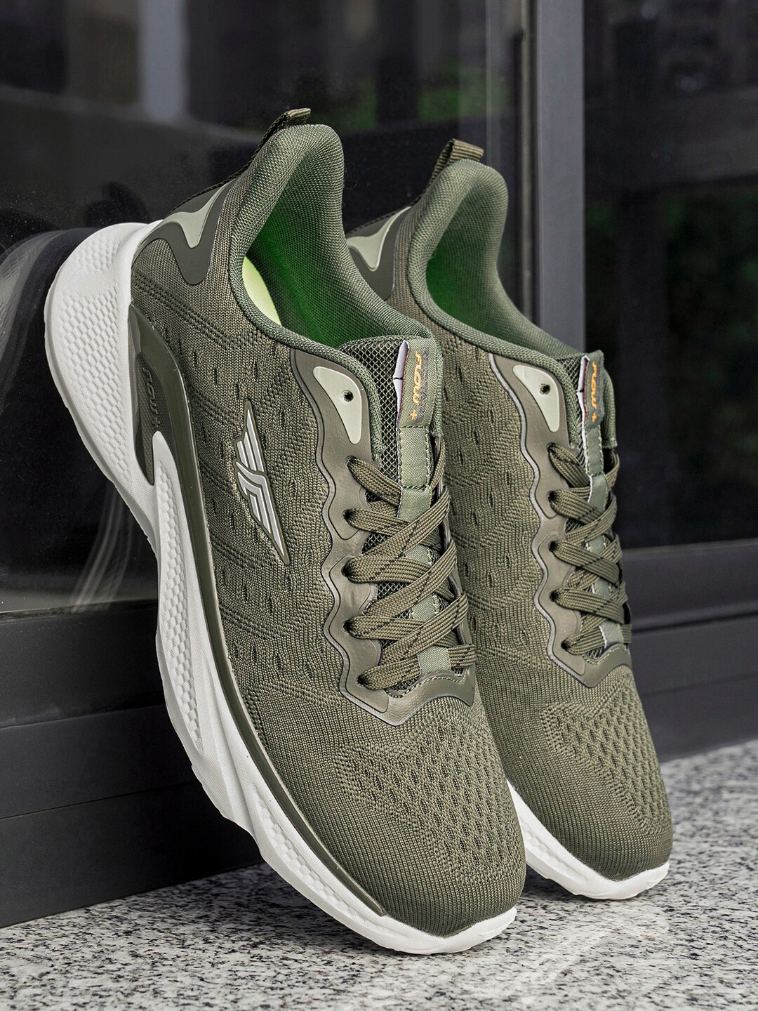 Red Tape Men Textile Walking Shoes, Olive