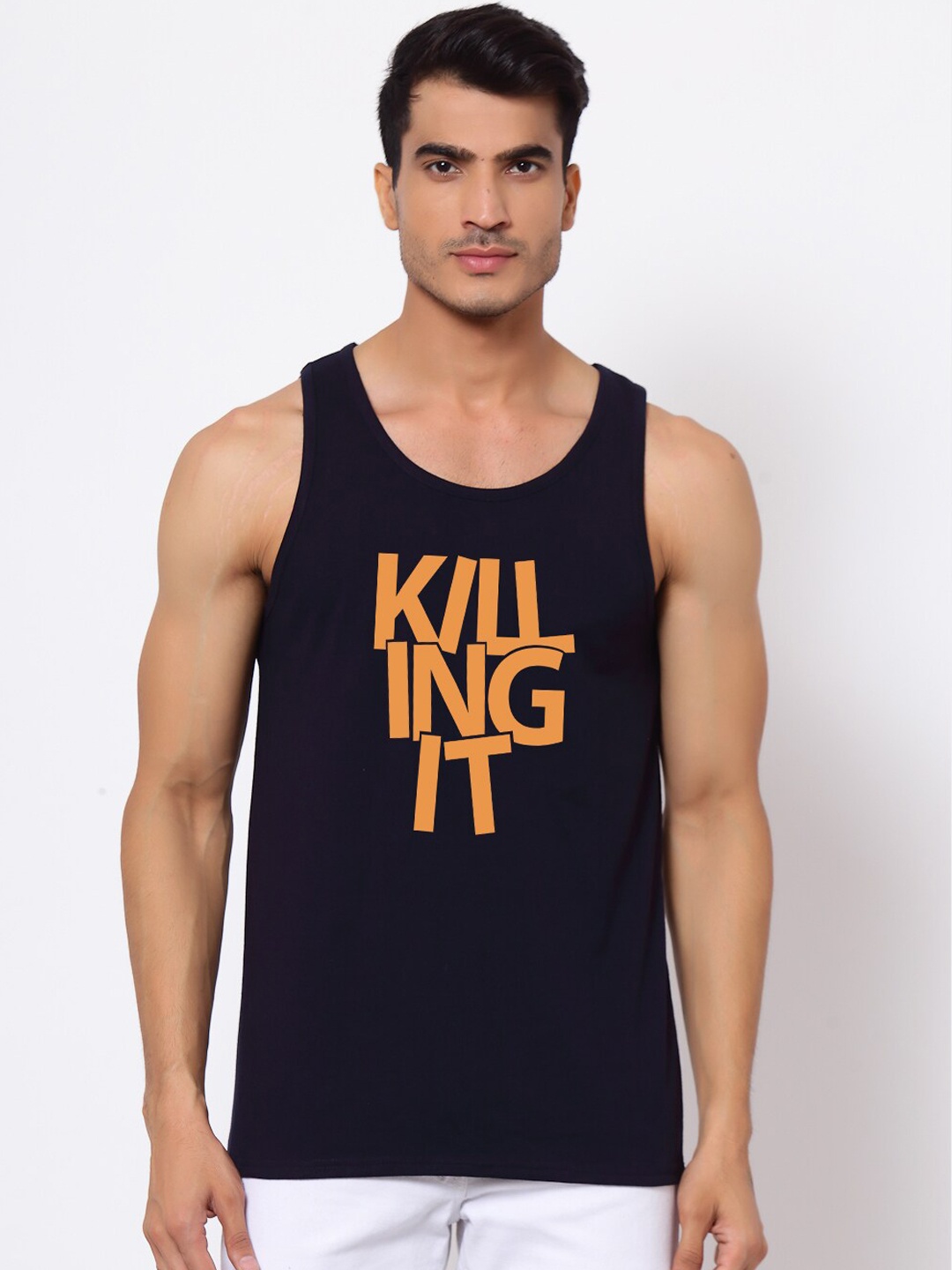 

FERANOID Printed Pure Cotton Innerwear Vests, Black