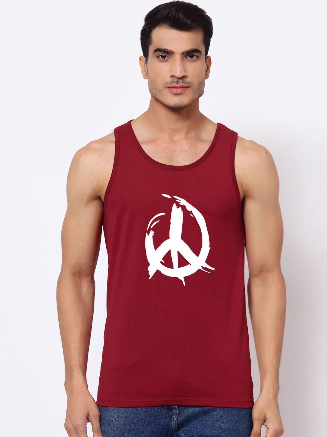 

FERANOID Printed Pure Cotton Innerwear Vests, Maroon